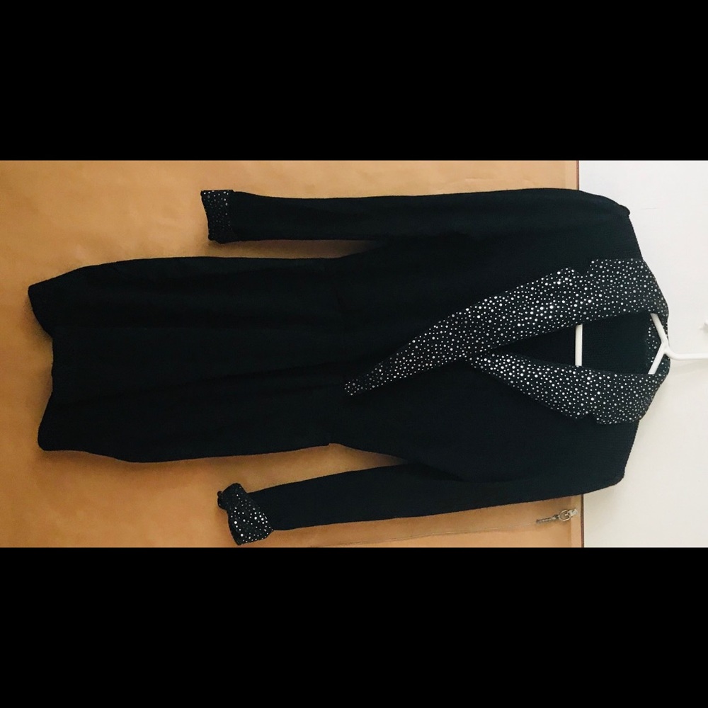 Vintage St John Knit Black Dress Sequins sz 6 USA Original Owner Holiday Dress